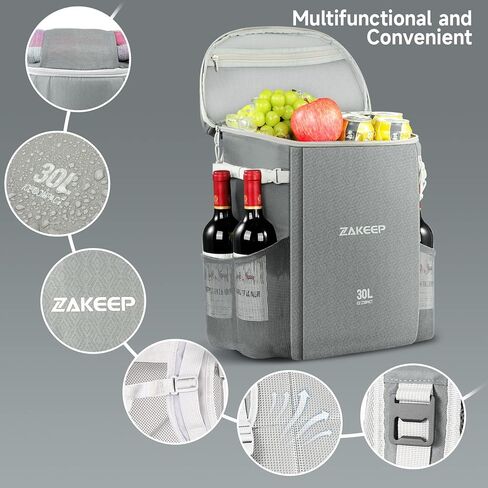 حقيبة ظهر ZAKEEP Cooler، 39 علبة حقيبة ظهر تبريد ذات سعة كبيرة ومضادة للتسرب مع جيب شبكي، وأشرطة كتف قابلة للتعديل للنزهات والتخييم in Kuwait