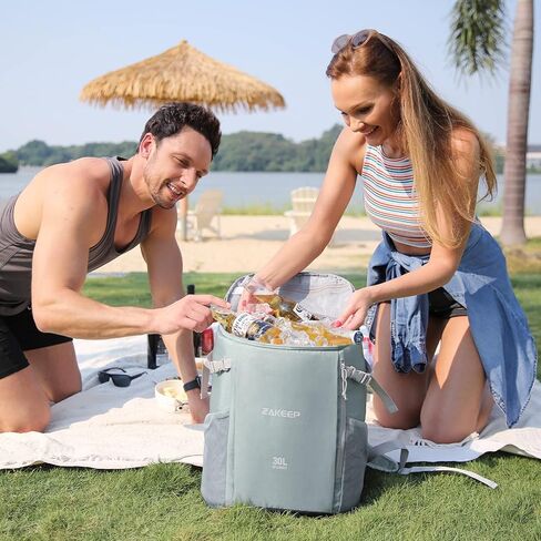 حقيبة ظهر ZAKEEP Cooler، 39 علبة حقيبة ظهر تبريد ذات سعة كبيرة ومضادة للتسرب مع جيب شبكي، وأشرطة كتف قابلة للتعديل للنزهات والتخييم in Kuwait