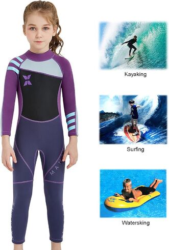 DIVE & SAIL Kids بدلة سباحة حرارية بأكمام طويلة قطعة واحدة للحماية من الأشعة فوق البنفسجية مقاس 2.5 مم in Kuwait