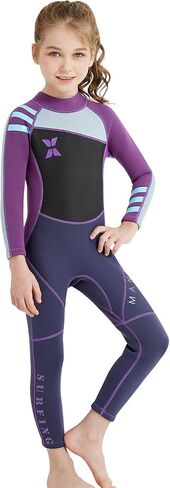DIVE & SAIL Kids بدلة سباحة حرارية بأكمام طويلة قطعة واحدة للحماية من الأشعة فوق البنفسجية مقاس 2.5 مم in Kuwait