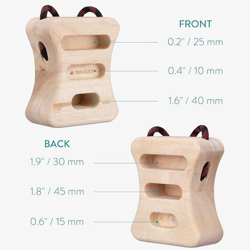 Navaris Rock Climbing Fingerboards - Set of 2X Wooden Hangboard Fingerboard Hanging Block for Training Fingers, Rock Climbers - Bouldering Hang Blocks in Saudi Arabia