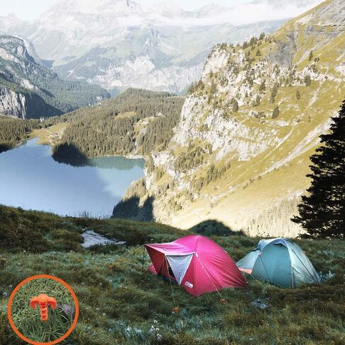 Canopy Stakes Canopy Anchors Beach Tent Stakes Heavy Duty Screw Shape 25 cm 10 inch - 8 Pack Orange Tent Stake for Outdoor Hiking Camping in Kuwait