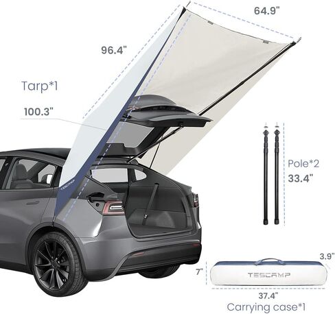 LightEase TESCAMP Car Tarp Canopy ONLY for Tesla Model Y Awning Portable Camping Road Trip Sun Shelter Outdoor in Kuwait