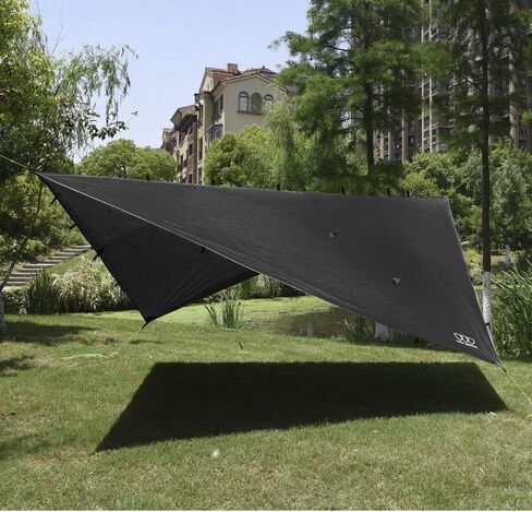Gold Armour Rainfly Tarp Hammock, Premium 14.7ft/12ft/10ft/8ft Rain Fly Cover, Waterproof Ultralight Camping Shelter Canopy, Survival Equipment Gear Camping Tent Accessories (Black 10ft x 10ft) in Kuwait