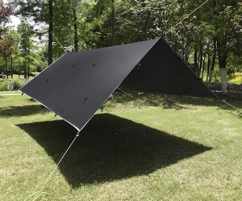 Gold Armour Rainfly Tarp Hammock, Premium 14.7ft/12ft/10ft/8ft Rain Fly Cover, Waterproof Ultralight Camping Shelter Canopy, Survival Equipment Gear Camping Tent Accessories (Black 10ft x 10ft) in Kuwait