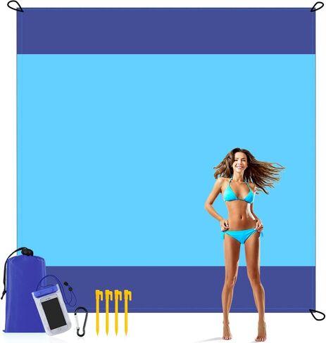 Vanleonet بطانية الشاطئ 10'X 9'، 2-8 بالغين كبيرة الحجم بساط الشاطئ بطانيات النزهة مقاومة للماء خفيفة الوزن في الهواء الطلق للشاطئ والسفر والحفلات الرياضية والتخييم والمشي لمسافات طويلة in Saudi Arabia