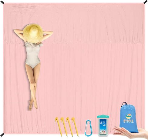 BYDOLL Beach Blanket Waterproof sandproof Oversized 10'x9' Suits for 1-8 Adults Sand Free Extra Large Beach Blanket Lightweight Soft Nylon Large Picnic mat for Travel Camping Hiking in Kuwait