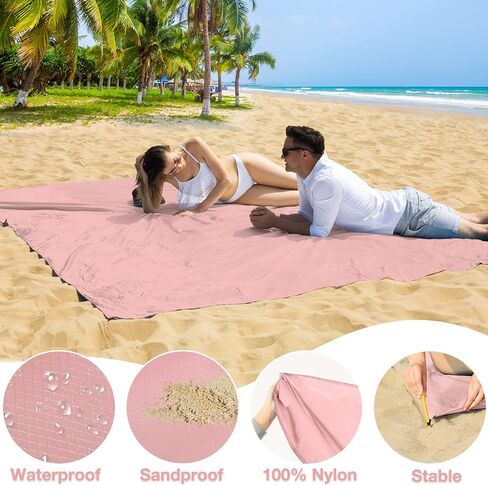 BYDOLL Beach Blanket Waterproof sandproof Oversized 10'x9' Suits for 1-8 Adults Sand Free Extra Large Beach Blanket Lightweight Soft Nylon Large Picnic mat for Travel Camping Hiking in Kuwait