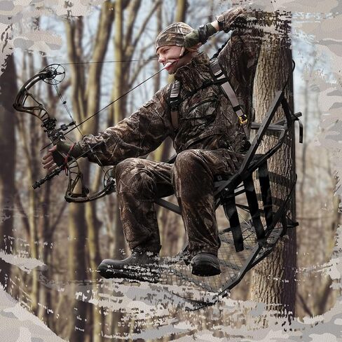 كي يو تي مقعد حامل شجرة عالمي بديل قابل للتعديل، وسادة مقعد حامل شجرة تعمل على تسلق الاشجار وحوامل السلم، قفل على حوامل الشجرة، سهلة التركيب والازالة in Kuwait