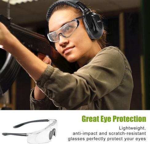 ProCase Shooting Ear Protection Earmuffs, Gun Eye Protection and 60 Pairs Earplugs for Shooting, 4 in 1 Gun Range Safety Equipment Kit -Black in Saudi Arabia