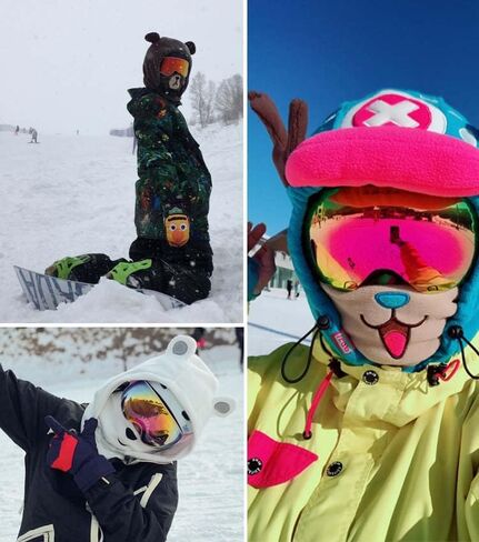 Bear Ski Balaclava Cute Animal Snowboard Face Warmer Winter Snow Sports Accessories Hat Kawaii Snowboard Gear in Saudi Arabia