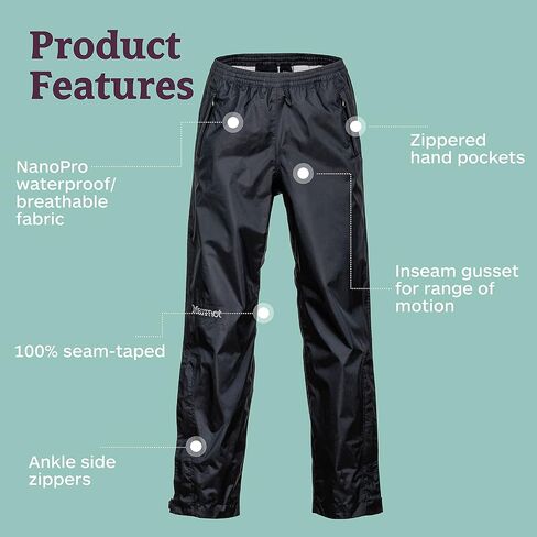 Marmot PreCip Kids' Waterproof Rain/Hiking Pant, Black, X-Large in Saudi Arabia
