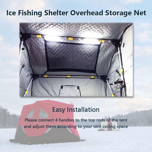 EHWI Ice Shelter Overhead Storage Net, Winter Fishing Angler Thermal Tent Cargo Organizer Web Hammock, Outdoor Ice House Roof Accessories in Saudi Arabia