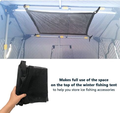 EHWI Ice Shelter Overhead Storage Net, Winter Fishing Angler Thermal Tent Cargo Organizer Web Hammock, Outdoor Ice House Roof Accessories in Saudi Arabia