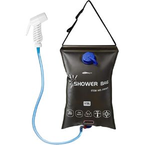 AFISHTOUR Camping Shower, Camping Supplies for Portable Shower, 15L/3.96 Gallons Showers for Camping Sports Water Bag Camping Shower Bag with Shower Head Hose in Kuwait