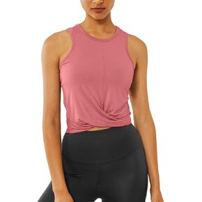 Sanutch Cropped Workout Top Athletic Twist Front Tank Tops Loose Crop Top Fitness for Women in Kuwait