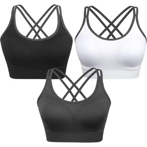 حمالة صدر رياضية للنساء من Strappy وظهر متقاطع للجري واللياقة البدنية وحمالات صدر مبطنة قابلة للإزالة للتمرين واليوجا