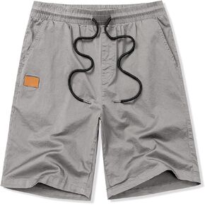 Drawstring Men's Cotton Casual Work Shorts Twill Stretch Summer Beach Chino Bermuda Shorts