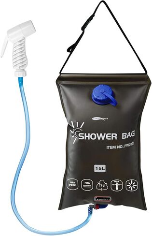 AFISHTOUR Camping Shower, Camping Supplies for Portable Shower, 15L/3.96 Gallons Showers for Camping Sports Water Bag Camping Shower Bag with Shower Head Hose in Kuwait