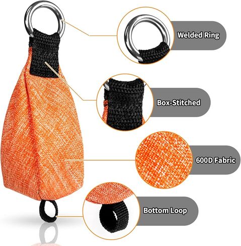 حقيبة وزن من Dawitrly Arborists مع حلقة على شكل حرف D وحلقة سفلية لرمي الأطراف العالية، واستخدام تسلق الأشجار، برتقالي، 250 جم/8.8 أونصة in Kuwait