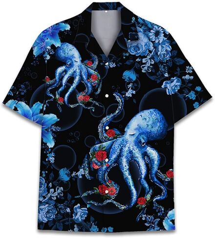 Vintage Version Funny Hawaiian Horror Halloween Tropical Flower Beach Gift Casual Short Sleeve Button Shirt in Saudi Arabia