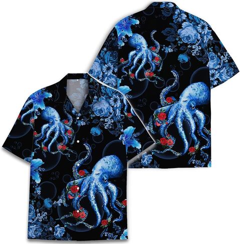 Vintage Version Funny Hawaiian Horror Halloween Tropical Flower Beach Gift Casual Short Sleeve Button Shirt in Saudi Arabia