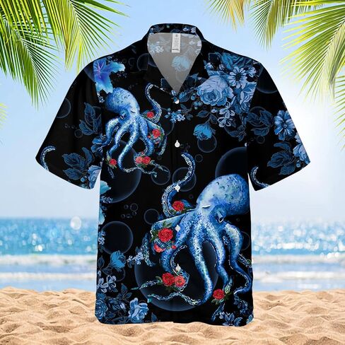 Vintage Version Funny Hawaiian Horror Halloween Tropical Flower Beach Gift Casual Short Sleeve Button Shirt in Saudi Arabia