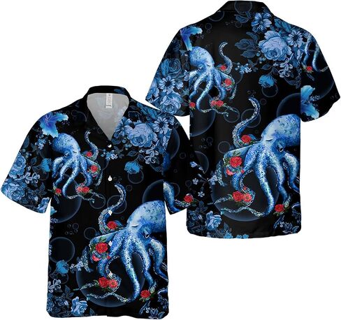 Vintage Version Funny Hawaiian Horror Halloween Tropical Flower Beach Gift Casual Short Sleeve Button Shirt in Saudi Arabia