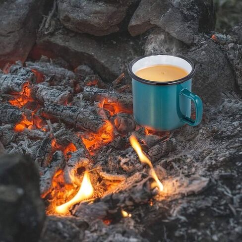 E-far Coffee Mug, 12 Ounce Enamel Coffee Tea Camping Cup Mugs, Red/Yellow/Blue/Green, Healthy & Bright Colors - Set of 4 in Saudi Arabia