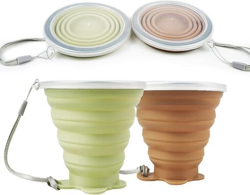 JBER Silicone Collapsible Travel Cup, Silicone Folding Camping Cup with Lids Expandable Drinking Cup for Outdoor Hiking Travel in Saudi Arabia