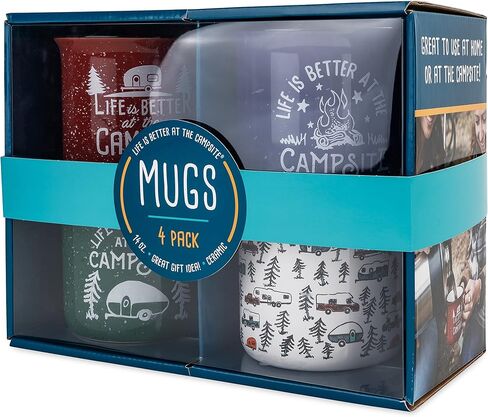 Camco Life is Better at The Campsite Coffee Mugs | Ceramic | 14oz. | 4-Pack (53357) in Saudi Arabia