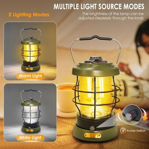 Rechargeable Camping Lantern 1500 High Lumens Hurricane Camp Light 2 Modes Portable Electric Tent Lamp Hands-Free Flashlight Lantern,5000 mAh Battery LED Lanterns for Power Outages in Saudi Arabia