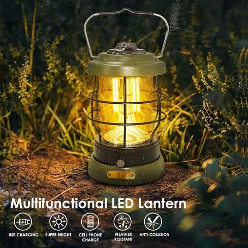 Rechargeable Camping Lantern 1500 High Lumens Hurricane Camp Light 2 Modes Portable Electric Tent Lamp Hands-Free Flashlight Lantern,5000 mAh Battery LED Lanterns for Power Outages in Saudi Arabia