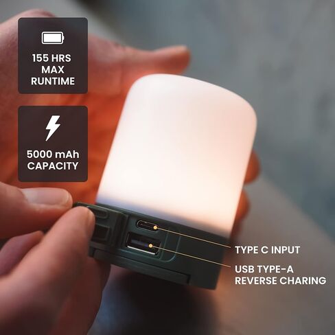 Outisan LED Camping Lantern Rechargable Camping Light with 520LM, Water Resistant, Shock Resistant Camping Lamp Tent Light, Adjustable Brightness, 7 Light Modes, Double Hook Magnatic Base in Kuwait