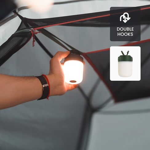 Outisan LED Camping Lantern Rechargable Camping Light with 520LM, Water Resistant, Shock Resistant Camping Lamp Tent Light, Adjustable Brightness, 7 Light Modes, Double Hook Magnatic Base in Kuwait