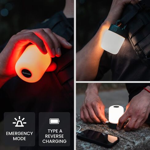 Outisan LED Camping Lantern Rechargable Camping Light with 520LM, Water Resistant, Shock Resistant Camping Lamp Tent Light, Adjustable Brightness, 7 Light Modes, Double Hook Magnatic Base in Kuwait