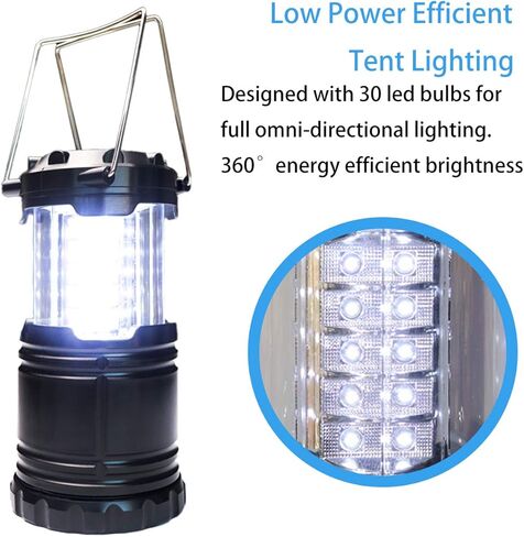 مصباح فانوس للتخييم LED من Gioyonil، عبوتان من مصابيح خيمة قابلة للطي تعمل بالبطارية المحمولة، مجموعات نجاة لمصباح يدوي لعاصفة الإعصار، والطوارئ المنزلية، وانقطاع التيار الكهربائي، والمشي لمسافات طويلة in Kuwait