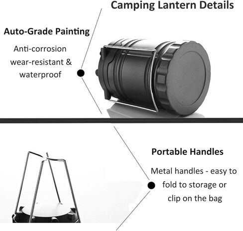 مصباح فانوس للتخييم LED من Gioyonil، عبوتان من مصابيح خيمة قابلة للطي تعمل بالبطارية المحمولة، مجموعات نجاة لمصباح يدوي لعاصفة الإعصار، والطوارئ المنزلية، وانقطاع التيار الكهربائي، والمشي لمسافات طويلة in Kuwait