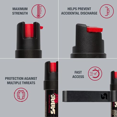 SABRE Pepper Gel with Car Visor Attachment Clip, Maximum Strength Formula, 35 Bursts, 12-Foot (4-Meter) Range, Gel is Safer, UV Marking Dye, Twist Lock Safety, Attaches to Sunvisor in Vehicles & RVs in Saudi Arabia