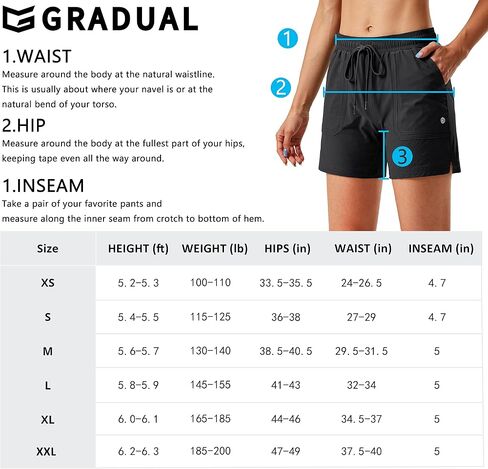 شورت G Gradual للسيدات مقاس 5 بوصات للمشي لمسافات طويلة، شورت رياضي سريع الجفاف للنساء مع جيوب لتمارين الجولف والمشي in Kuwait