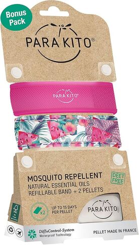 PARA'KITO Mosquito Repellent Bracelets + Refill Pellets Bundle, Mosquito Bracelets, Peppermint Oil, DEET Free Mosquito Repeller, Hiking Accessories, 2 Wristbands & 2 Refills (Black + Conceal) in Saudi Arabia