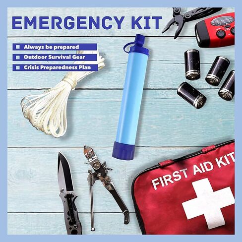 Personal Water Filter Straw Outdoor Portable Filtration Emergency Survival Gear Water Solutions Tactical Gear for Hiking Camping Accessories Travel Hunting Fishing Outing Backpacking in Kuwait