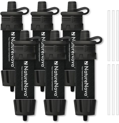 Mini Water Filter NatureNova Portable Emergency Water Filtration System Hiking Camping Straw Survival Gear Emergency Preparedness in Kuwait