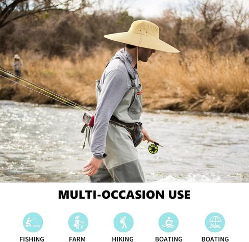 Wide Brim Sun Hats with Hat Clip Waterproof & Breathable Men Sun Hat for Fishing, Hiking, Camping, Garden in Saudi Arabia