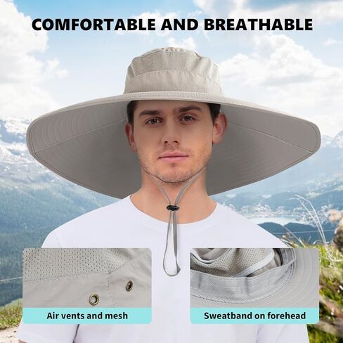 Wide Brim Sun Hats with Hat Clip Waterproof & Breathable Men Sun Hat for Fishing, Hiking, Camping, Garden in Saudi Arabia