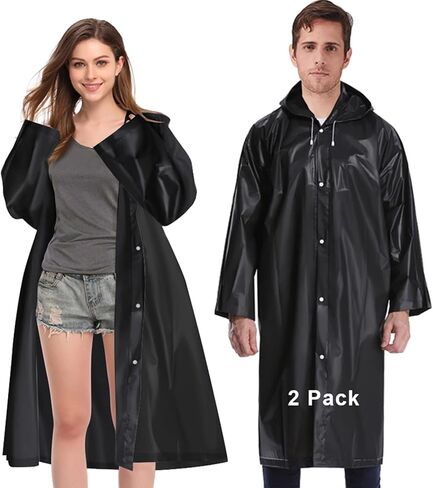 EnergeticSky Rain Ponchos للبالغين، EVA معطف مطر قابل لإعادة الاستخدام مع أغطية وأكمام، معاطف مطر محمولة للنساء والرجال in Kuwait