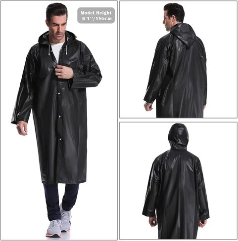 EnergeticSky Rain Ponchos للبالغين، EVA معطف مطر قابل لإعادة الاستخدام مع أغطية وأكمام، معاطف مطر محمولة للنساء والرجال in Kuwait