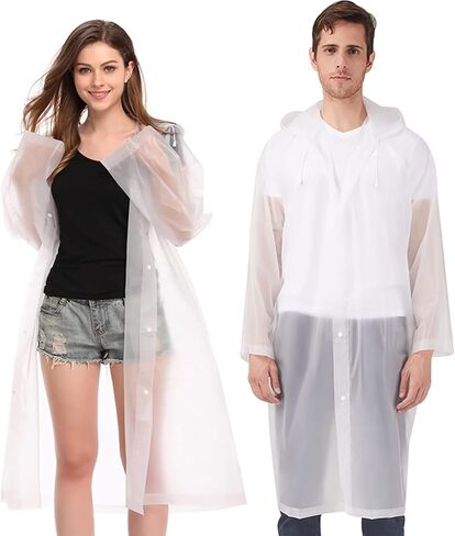 EnergeticSky Rain Ponchos For Adults, EVA Reusable Rain Coat With Hoods And Sleeves, Portable Rain Coats for Women Men in Saudi Arabia