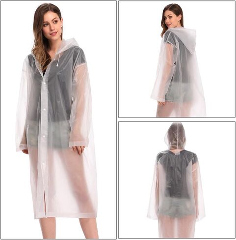 EnergeticSky Rain Ponchos For Adults, EVA Reusable Rain Coat With Hoods And Sleeves, Portable Rain Coats for Women Men in Saudi Arabia