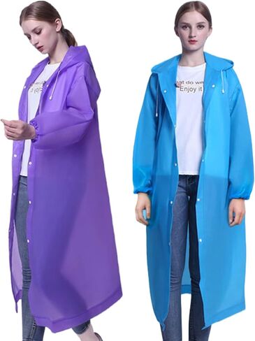 YUNLOVXEE Rain Poncho Raincoats for Adult Reusable - 2-5 Pack EVA Waterproof Rain Coat with Hood, Rain Gear for Men Women in Kuwait